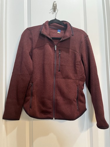 NWT Old Navy Burgundy Pullover Fleece Jacket Full Zip Medium Armpit To Armpit20” - Picture 1 of 7