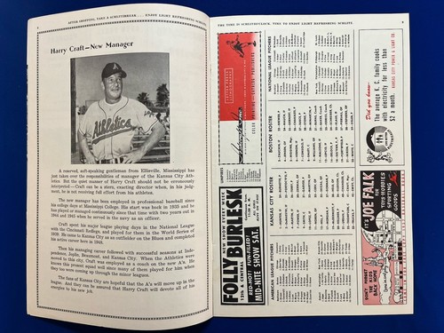 1957 NM KANSAS CITY ATHLETICS A'S vs BOSTON RED SOX BASEBALL PROGRAM WALKOFF WIN - Picture 4 of 11