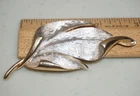 Vintage Hobe Signed Leaf Pin Brooch Silver Tone & Gold Tone Costume Jewelry