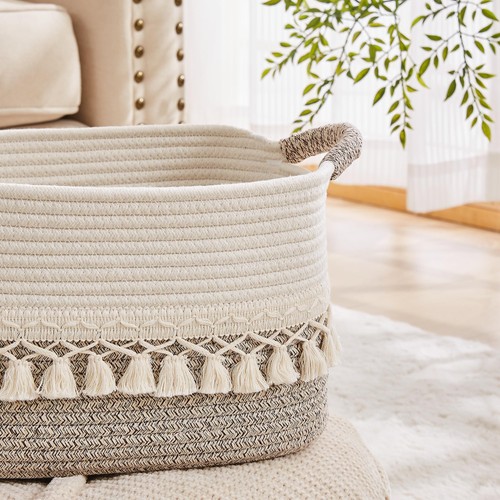 Storage Bins Woven Baskets for Storage Set of 3, Cotton Rope Basket with Hand... - Bild 2 von 7