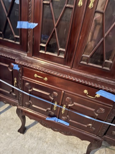 Antique Mahogany Chippendale China Hutch Cabinet Buffet Curio! - Picture 6 of 19