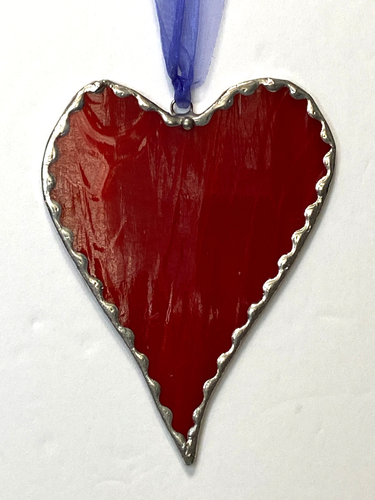 Red Stained Glass Heart Ornament Window Hanging Suncatcher - Picture 5 of 9
