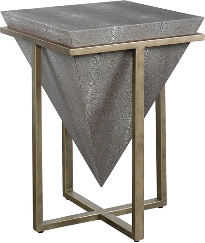 Stylish  Bertrand Gray Faux Shagreen Accent Table - 18.25" Wide - Picture 5 of 5