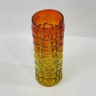 Blenko Amberina Optic Bubble Vase Orange Yellow MCM Art Glass 8”