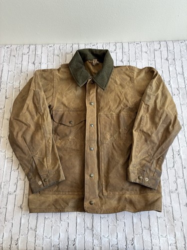 Filson Tin Cloth Waxed Jacket / Coat (Style 620) Made in USA Good Shape Size L