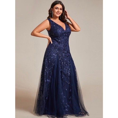 Maxi Vestido Largo Formal Ever Pretty Azul Marino Lentejuelas Adornado Tul Nuevo con Etiquetas - Imagen 15 de 15