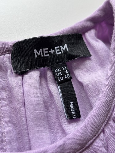 ME & EM Lilac Maxi Dress 12 40 Cheesecloth Smocked Tiered Half Sleeve Pockets - Picture 11 of 13