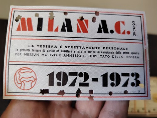 MILAN CALCIO CAMPIONATO 1972 / 1973 - ABBONAMENTO stadio DISTINTI - Foto 2 di 3