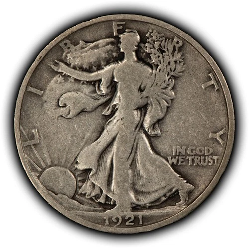 1921-D 50c Walking Liberty Silver Half Dollar - Original VG Key Date - SKU-B5690