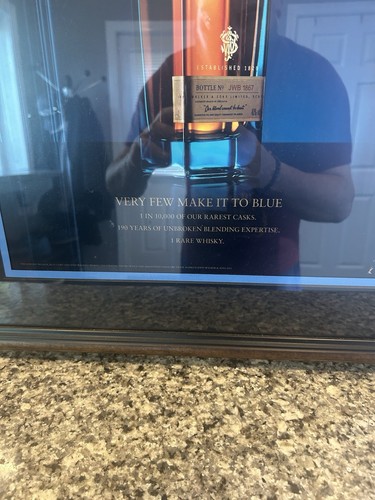 Johnnie Walker Blue Label Scotch Whiskey Wood Framed Picture with Mat - Picture 4 of 8