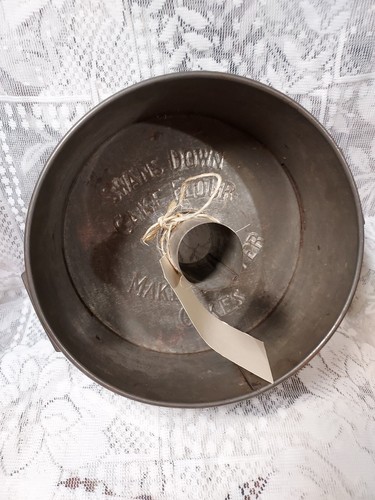 Antique 1923 ADVERTISING SWANS DOWN CAKE PAN SIDE VENT KATTZINGER CHICAGO - Picture 2 of 9