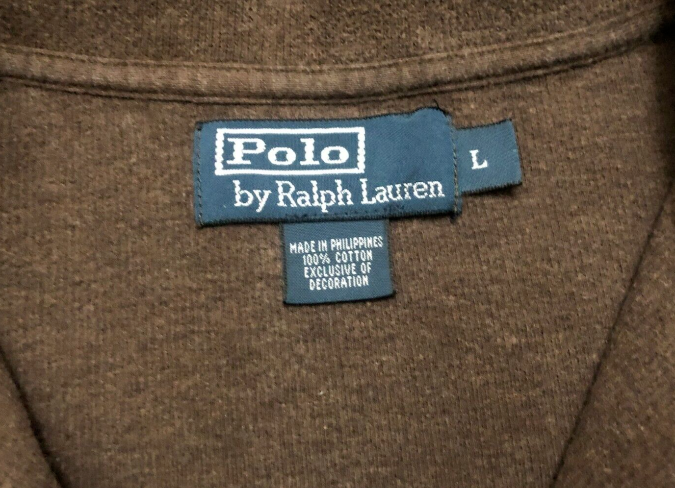 POLO RALPH LAUREN FELPA 1 4 ZIP UOMO GRANDE MARRONE con MAGLIONE PONY VERDE