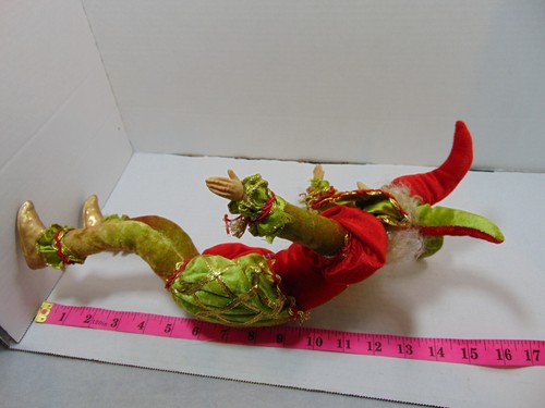 Tuta Creepy Sitting Christmas Jester Joker 18" Velluto Rosso e Verde - Mantello Pz. - Foto 10 di 10
