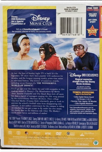 NEW The Monkey's Uncle DVD Disney Movie Club Exclusive - Picture 2 of 2