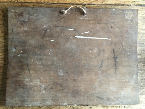 très ancien tableau huile sur bois, thème pèche et pause pipi - Picture 10 of 12