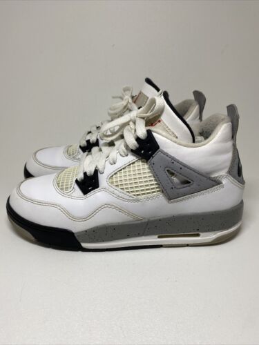 Nike Air Jordan 4 IV White Cement Retro Jordan Basketball Shoes 836016-192 Sz 4Y - Picture 3 of 9