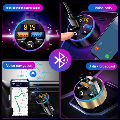 Zapalniczka samochodowa nadajnik FM Bluetooth Radio Adapter 2 ładowarka USB - Zdjęcie 5 z 12