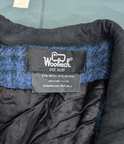 WOOLRICH Vintage 80er 90er Mohair Wolle blau grün kariert langer Pendler Mantel Damen S - Bild 8 von 18