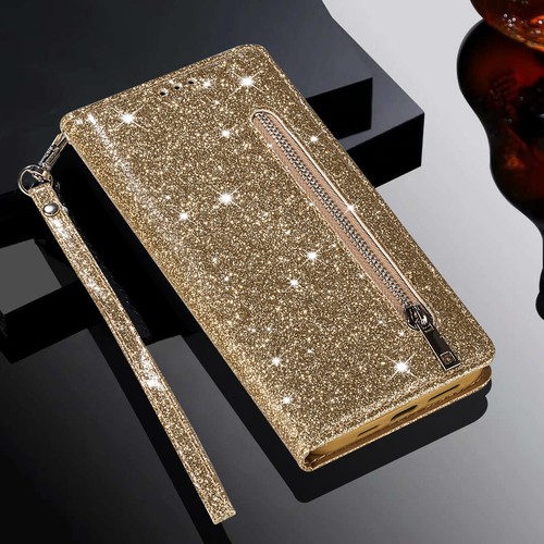 For Samsung S25 S24 S23 S22 S21 Ultra Glitter Sparkly Zipper Wallet Leather Case - Picture 7 of 18