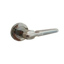 Dual Finish Door Handle Set Lever On Rose Interior Nickel Satin 