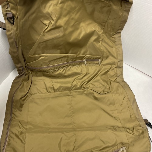 Eddie Bauer Duffle & Garment Bag Tan Canvas Leather Accents Shoulder Strap - Picture 3 of 9