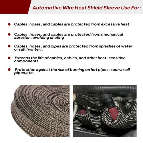 Spark Plug Wire Heat Shield Hose Fiberglass Wrap Heat Sleeve 1-3/16'' x 9ft - Picture 11 of 12
