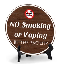 No Smoking or Vaping in The Facility (5 x 5“) Circle Table Sign