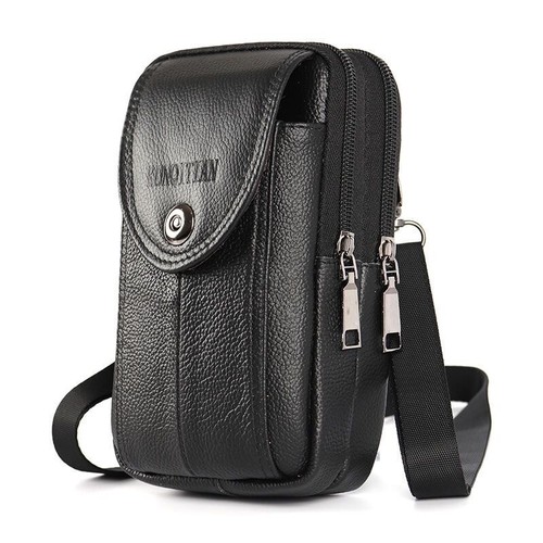 Leather Belt Bag Men's Shoulder Crossbody Waist Holster Pack Case Phone Pouch - Picture 12 of 14