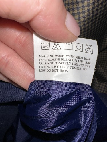 Highlander Windwear Men's Large Pullover Windbreaker Navy Brown Check EUC - Picture 7 of 8
