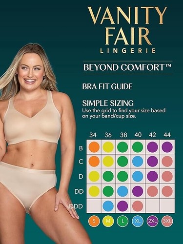 Vanity Fair Women's Wireless Bra, Soft Smoothing Fabrics & Breathable Sz S 72204 - Picture 6 of 6