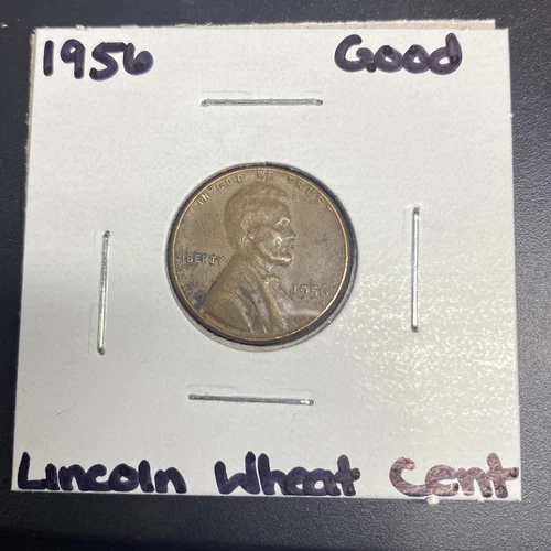 1956 No Mint Mark BN Lincoln Wheat Cent Good Condition Penny Coin