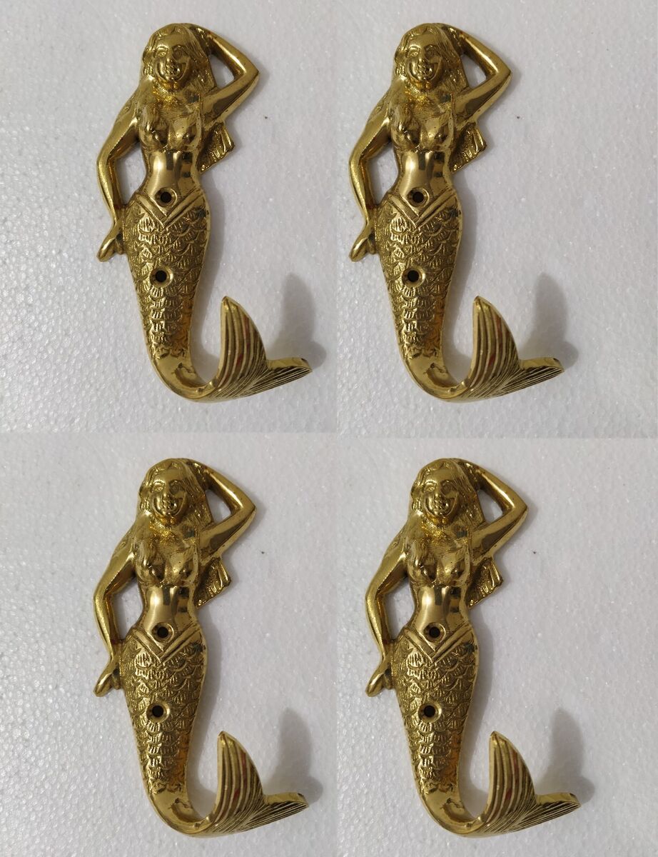 Brass Mermaid Wall Hooks coat Hook Bathroom Towel Door Hanger Lot of 4 Pcs a u eBay
