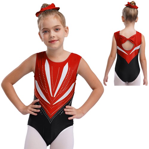 Kids Girls Jumpsuit Dance Bodysuit One Piece Leotard Competition Swimsuit Yoga - Picture 37 of 48