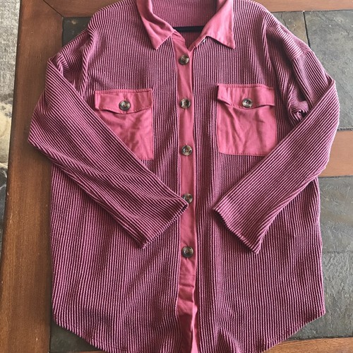 Reb. in J 220 Heather Burgundy Ribbed Shirt Shacket Size 1XL Lightweight