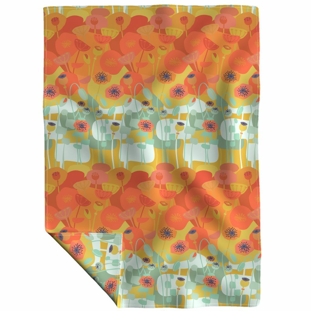 Throw Blanket arancia Coral Rust Poppy Garden Poppies Mint Sage verde 48 x 70in Throw Blanket arancia Coral Rust Poppy Garden Poppies Mint Sage verde 48 x 70in
