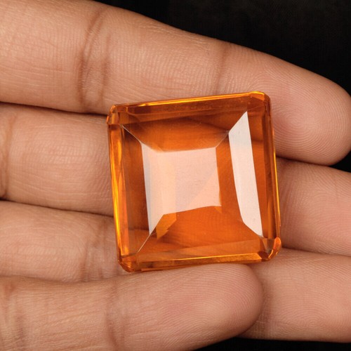 59 Ct Yellow Citrine Gemstone Square Cut Faceted Citrine Loose Stone Translucent - Picture 1 of 4