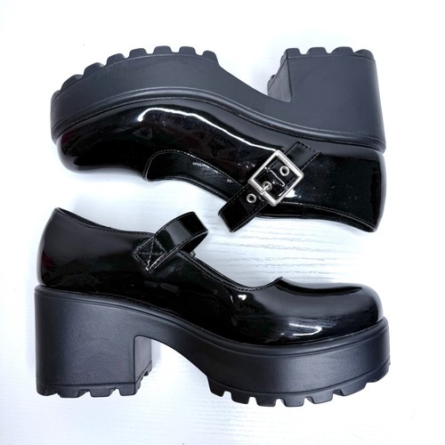 Seychellen Lackleder Mary Jane klobig Plateau Schnalle Riemen Damen 6 schwarz - Bild 4 von 11