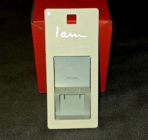 I Am Earrings .925 Sterling Silver - Cubic Zirconia - Picture 3 of 3