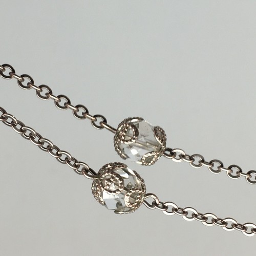 Vintage Rosary Clear Crystal Beads Sterling Silver CAP Crucifix & Center Medal - 第 7/8 張圖片