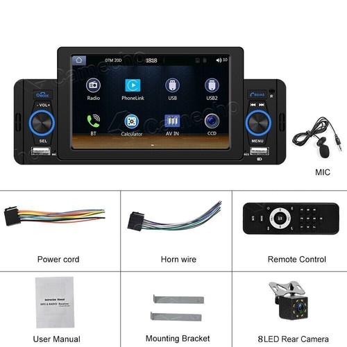 Car MP5 Player Stereo Radio Single Din 5inch Touch Screen CarPlay With Camera BT - Picture 12 of 12