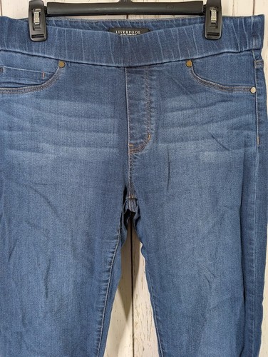 Liverpool Size 12 Medium Wash Womens Denim Pull On Elastic Waist Jeggings - Imagen 3 de 8