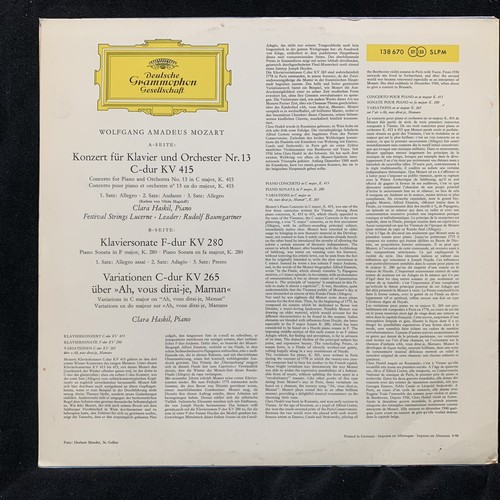 MOZART Piano Concerto #13, Sonata, Variations CLARA HASKIL DGG TULIP ST LP 1961 - Picture 2 of 4