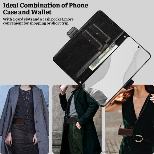 For HONOR Magnetic Genuine Leather Crossbody Strap Wallet Stand Case - Picture 4 of 11