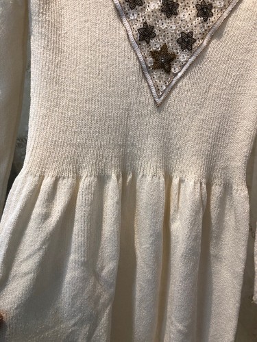Stunning Vintage Pat Sandler  Dress Ivory Knit Beaded S 6 New - Picture 5 of 10
