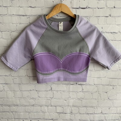 Fabletics Seamless Crop Top Size Large Lilac Purple Gray Unique Rare