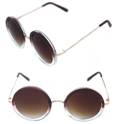 Mujeres Grandes Gruesas Forma Redonda Hippie Marrón Transparente Dorado Gafas de Sol Años 60 70 Retro - Imagen 1 de 10