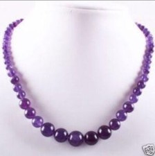 Lovely 6-14mm Natural Purple Amethyst Round Beads Gemstone Necklace 18''