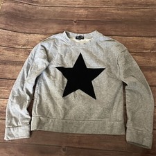 Girl  s Kidpik Velvet Star Sweatshirt Pullover Medium 10 Gray Black