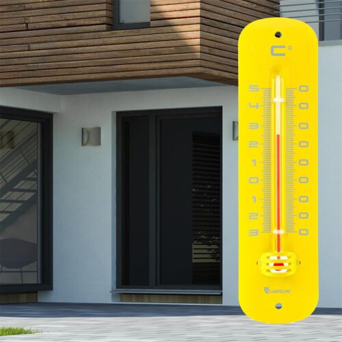 19cm Außenthermometer Metall Retro-Still gelb Innen Garten Thermometer Analog - Bild 4 von 4