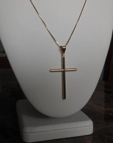 14K Solid Yellow Gold Cross Pendant - 40 MM - Picture 2 of 4